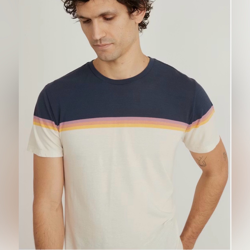 Marine Layer Men's Engineered Stripe Signature Crew T-Shirt - M/L